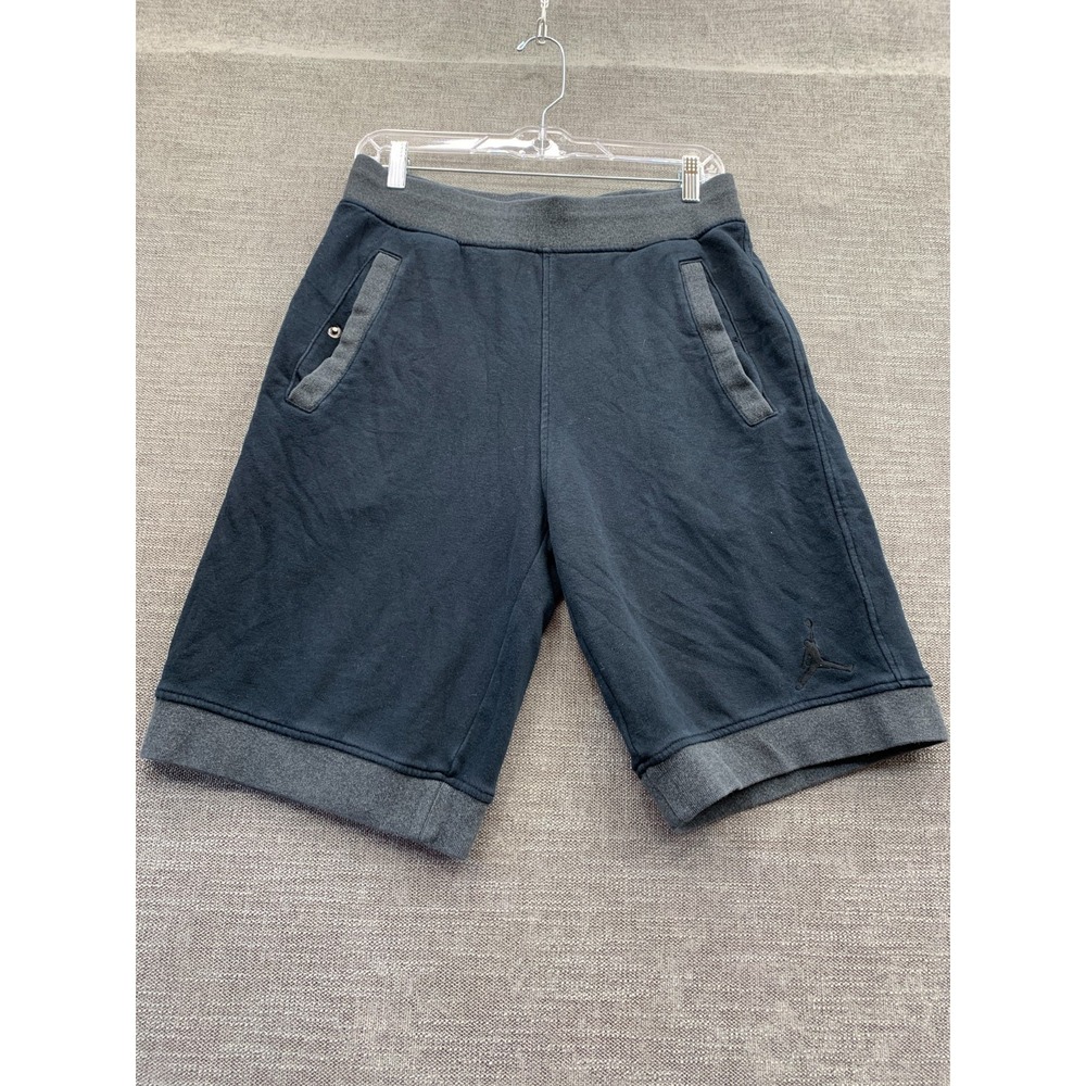 Air Jordan Sweat Shorts Mens M Navy Blue Fleece Lined Ribbed Hem Elastic Waist
